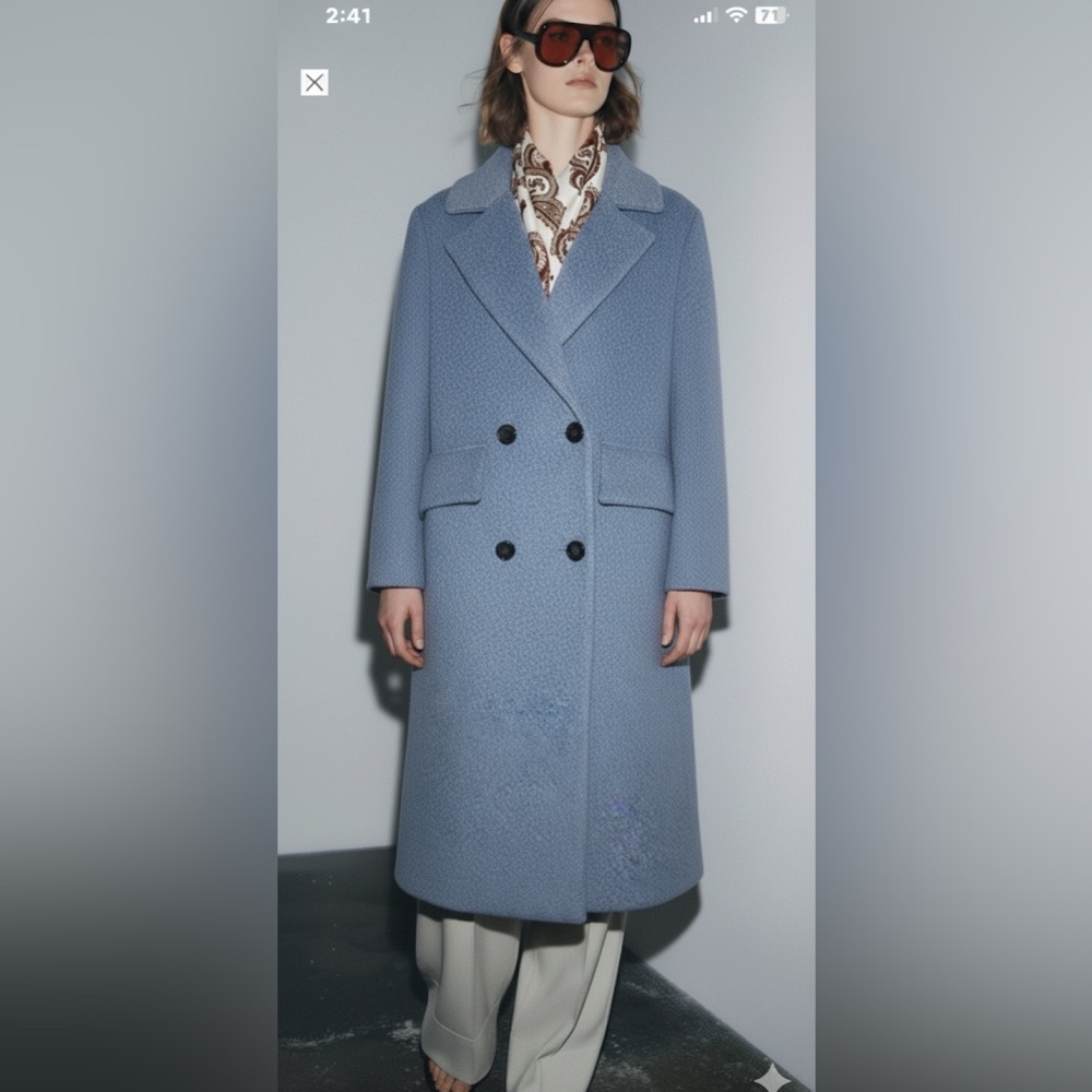 Baby Blue Double-Breasted Coat